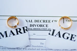Rings over divorce papers.