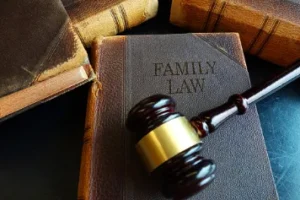 Family law book and gavel.